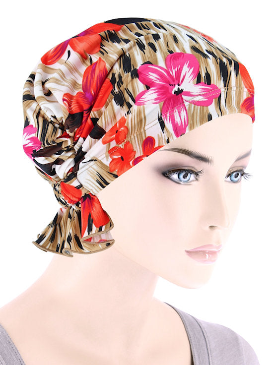 ABBEY-700#The Abbey Cap in Tropical Pink Floral