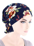 ABBEY-708#The Abbey Cap in Navy Blue Blossom