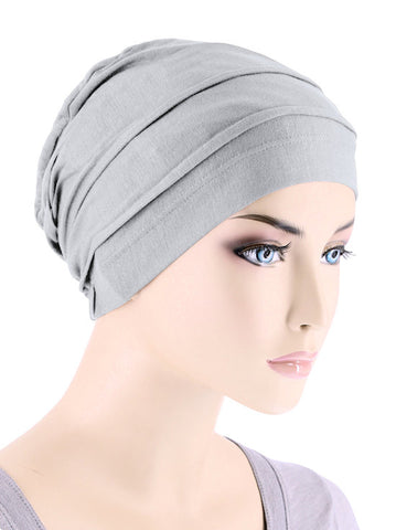 BBPCAP-SILVERGRAY#Lux Bamboo Pleated Cap in Silver Gray