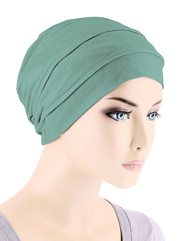 BBPCAP-SAGE#Lux Bamboo Pleated Cap in Sage Green