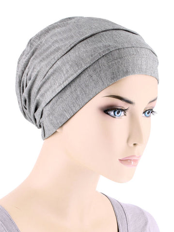 BBPCAP-HEATHERGRAY#Lux Bamboo Pleated Cap in Heather Gray