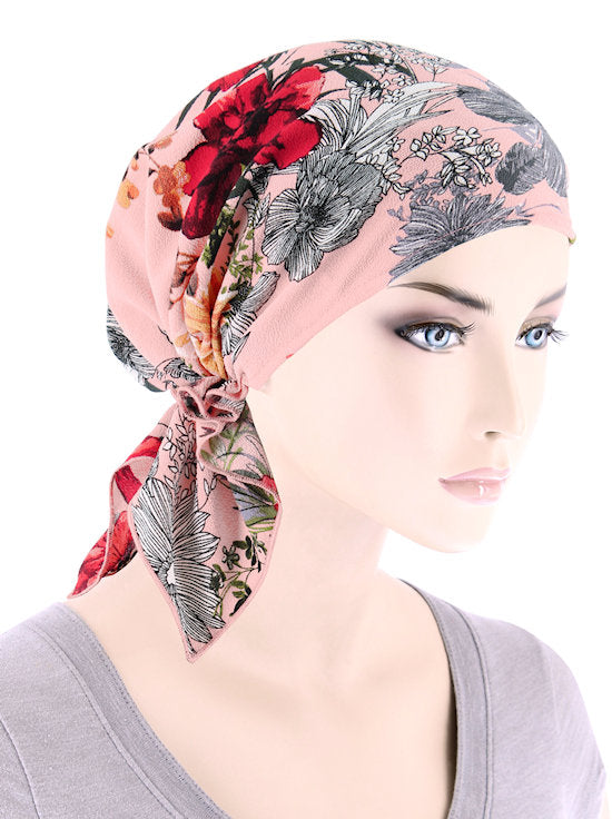CE-BDNASCARF-917#The Shorty Scarf in Pink Floral Blossom