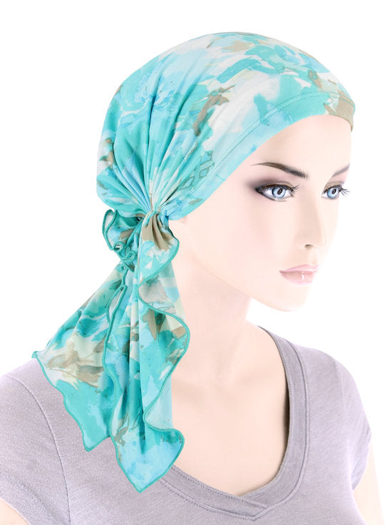 BELLA-779#The Bella Scarf Green Water Floral