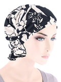 ABBEY-712#The Abbey Cap in Black Cream Bold Floral