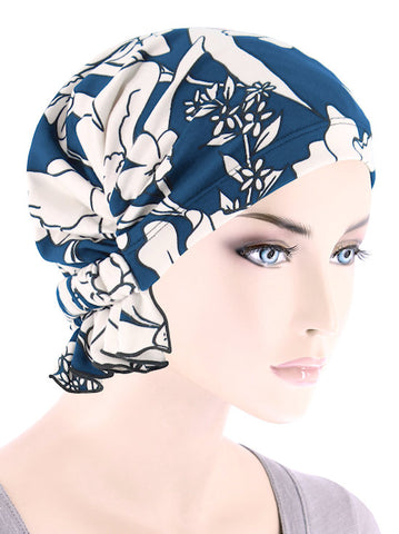 ABBEY-713#The Abbey Cap in Navy Cream Bold Floral