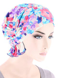 ABBEY-718#The Abbey Cap in Pink Blue Floral