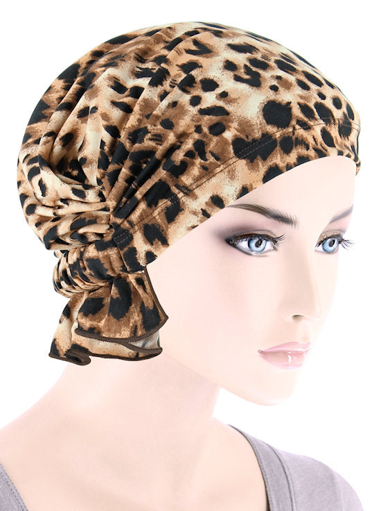 ABBEY-725#The Abbey Cap in Black Brown Leopard