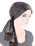 WPS-881#Head Wrap Scarf Purple Brown Stripe Animal