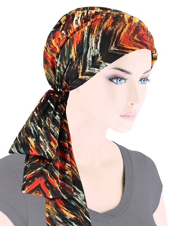 WPS-889#Head Wrap Scarf Red Amber