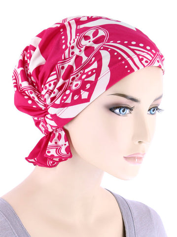 ABBEY-686#The Abbey Cap in Hot Pink Medallion