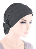 CKCB-CHARCOAL#Cotton Cloche Bow Cap in Charcoal Gray