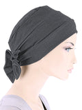 CKCB-CHARCOAL#Cotton Cloche Bow Cap in Charcoal Gray
