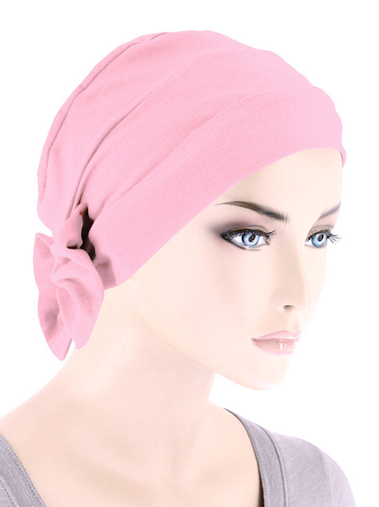 CKCB-LTPINK#Cotton Cloche Bow Cap in Light Pink