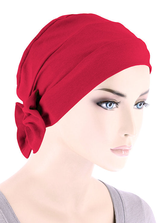 CKCB-RED#Cotton Cloche Bow Cap in Red