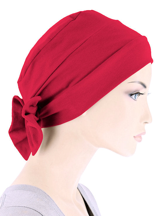 CKCB-RED#Cotton Cloche Bow Cap in Red