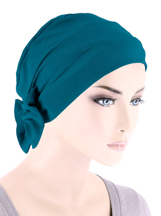 CKCB-TEAL#Cotton Cloche Bow Cap in Teal