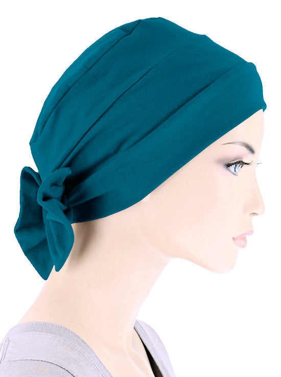 CKCB-TEAL#Cotton Cloche Bow Cap in Teal