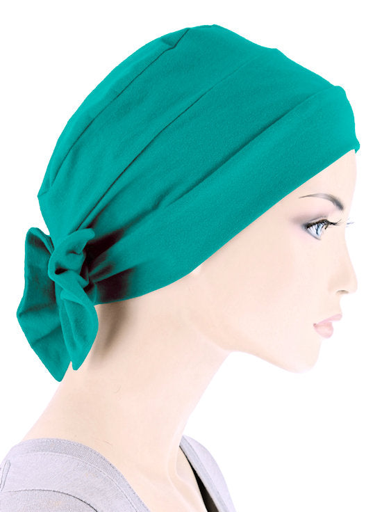 CKCB-TURQUOISE#Cotton Cloche Bow Cap in Turquoise Green