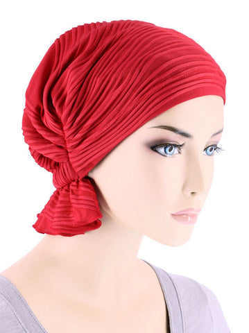 ABBEY-657#The Abbey Cap in Red Wave Micro Ruffle