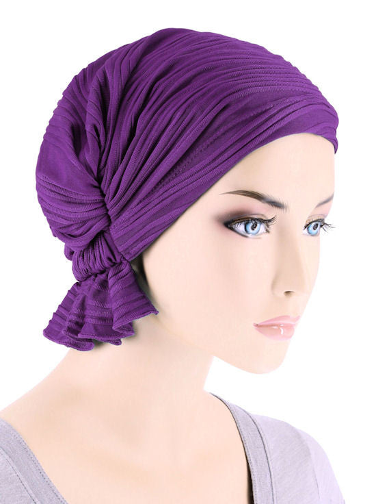 ABBEY-658#The Abbey Cap in Purple Wave Micro Ruffle
