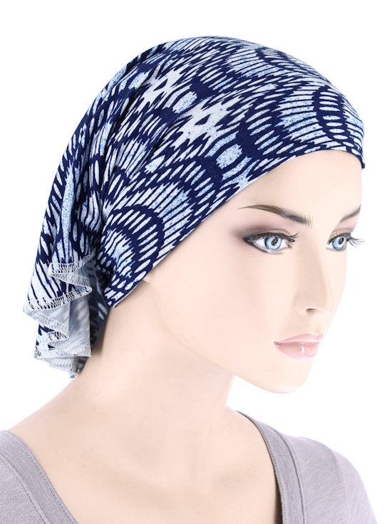 CE-BDNAWRAP-BLUEABSTRACT#Bandana Wrap in Blue Abstract