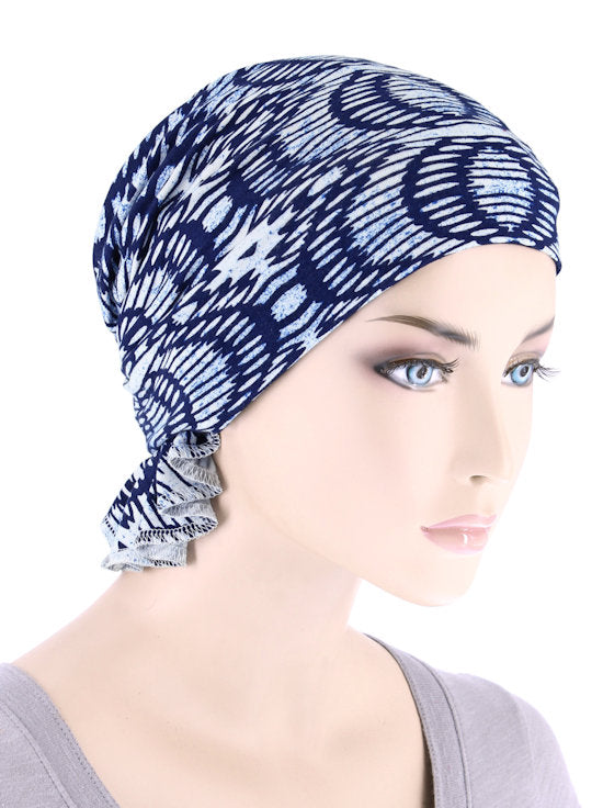 CE-BDNAWRAP-BLUEABSTRACT#Bandana Wrap in Blue Abstract