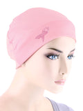 CE-CHEMOCAP-PR-PINK#Chemo Cap Pink Ribbon Rhinestud in Pink