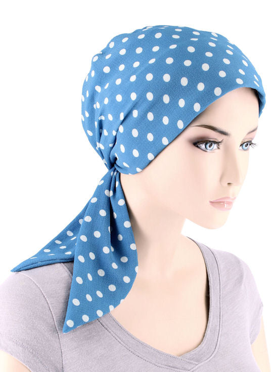 CFS-1146#Chemo Fashion Scarf Black Blue Polka Swirl