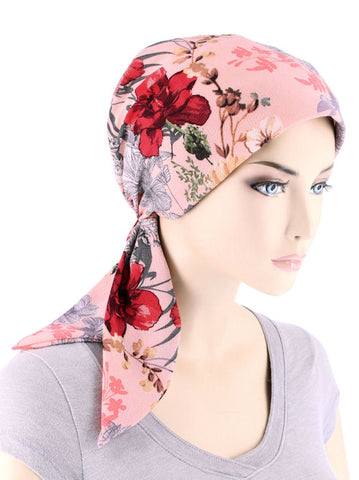 CFS-1144#Chemo Fashion Scarf Pink Floral Blossom