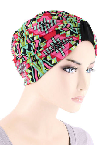 DKT-222#Elegant Print Turban in Pink Tropical Punch