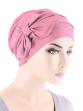 H121BB-PINK#Bamboo Pleated Bow Cap Cashmere Pink