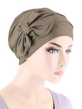 H121BB-COCO#Bamboo Pleated Bow Cap Coco Brown