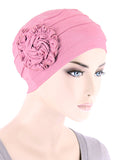 H149BB-PINK#Bamboo Pleated Sunflower Cap Cashmere Pink