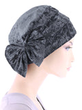 H150-PEARLGRAY#Winter Cloche Bow Hat Pearl Gray Sequin