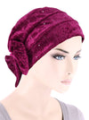 H150-RASPBERRY#Winter Cloche Bow Hat Raspberry Sequin *Clearance/Final Sale*