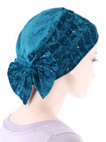 H150-TEALSAPPHIRE#Winter Cloche Bow Hat Teal Sapphire Sequin