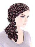 BELLA-854#The Bella Scarf Black Dusty Pink Dot