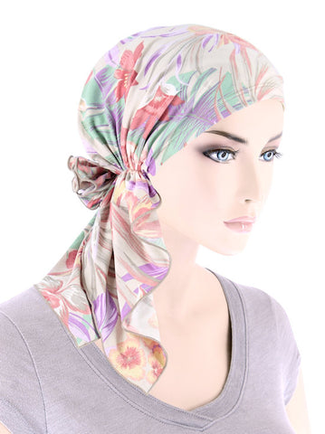 BELLA-875#The Bella Scarf Taupe Mauve Tropical Floral
