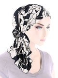 BELLA-876#The Bella Scarf Black Cream Bold Floral