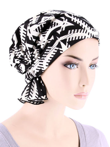 ABBEY-645#The Abbey Cap in Geometric Black and White