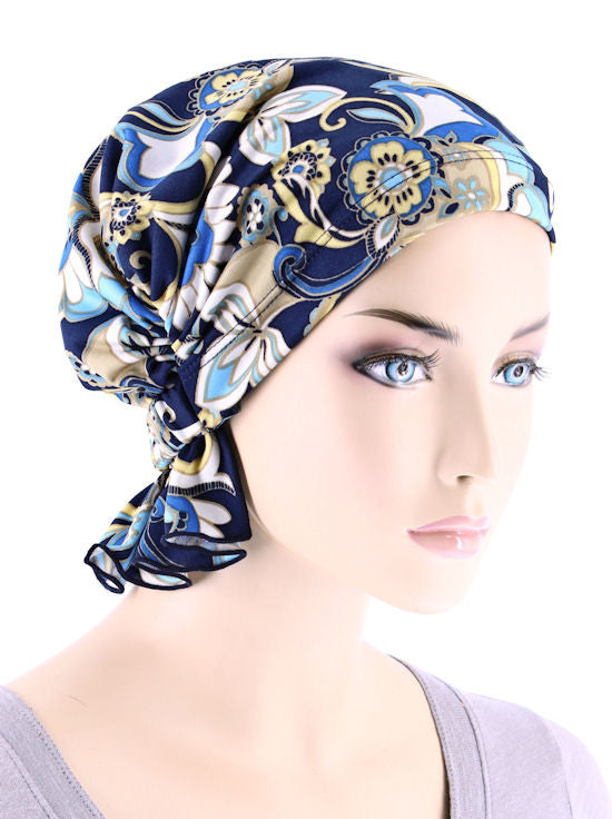 ABBEY-648#The Abbey Cap in Peacock Blossom Blue
